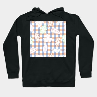 Leaves Pattern - Outline on Plaid Hoodie